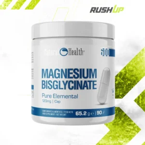 Envase de Magnesium Bisglycinate 90 cápsulas LIFEXPAN sobre fondo negro premium con estética fitness performance.