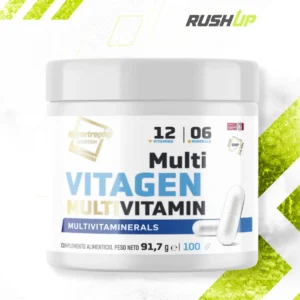 Atleta fitness utilizando Vitagen multivitamínico antes de entrenar