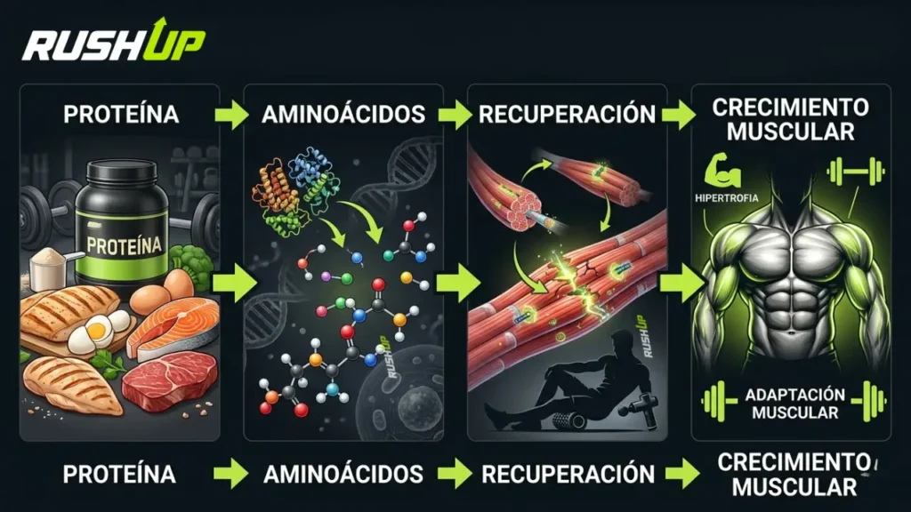 Proceso de utilización de aminoácidos para la recuperación muscular.