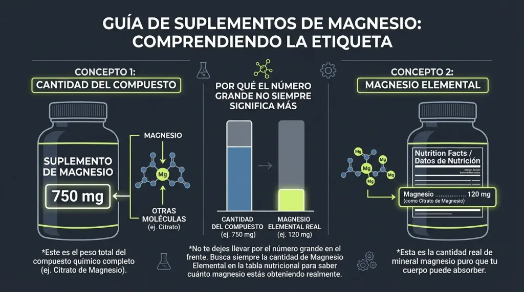 Magnesio 4 Diferencia entre compuesto de magnesio y magnesio elemental en una etiqueta
